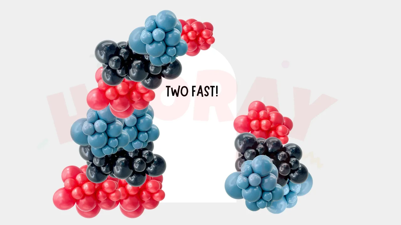 Package One arch in red, black and blue with a Two Fast decal