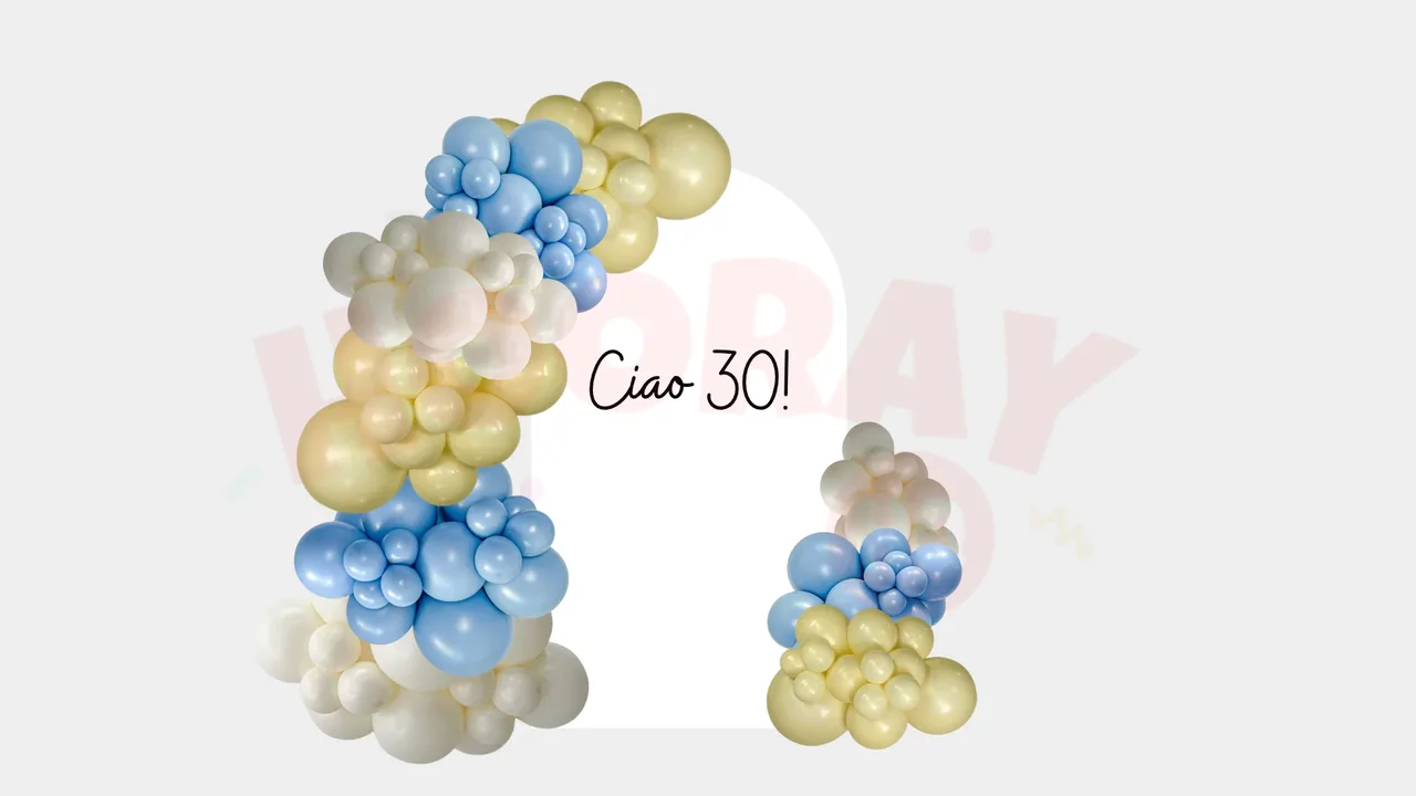 Package One arch in blue and cream with a Ciao 30 decal